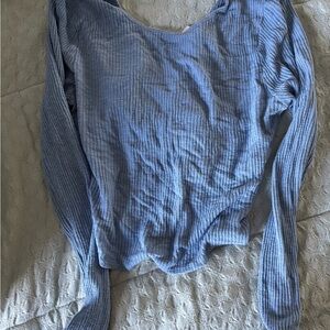Blue Ribbed Women's Top